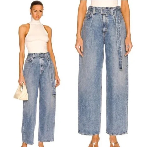 Agolde Denim - Agolde Belted Baggy Wide Leg Barrel Jeans Size 25
